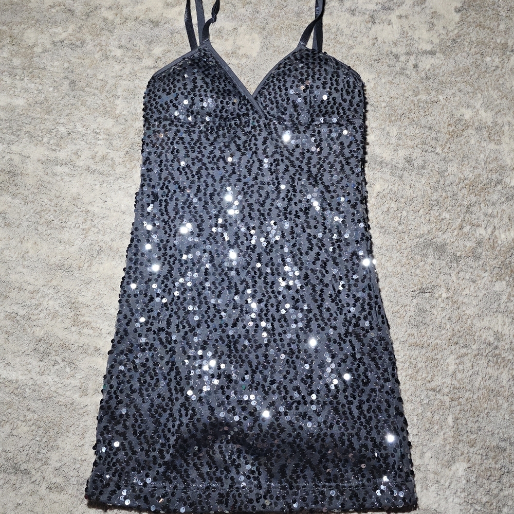 Rue21 Blue and Silver Sequin Sheath Mini Dress
